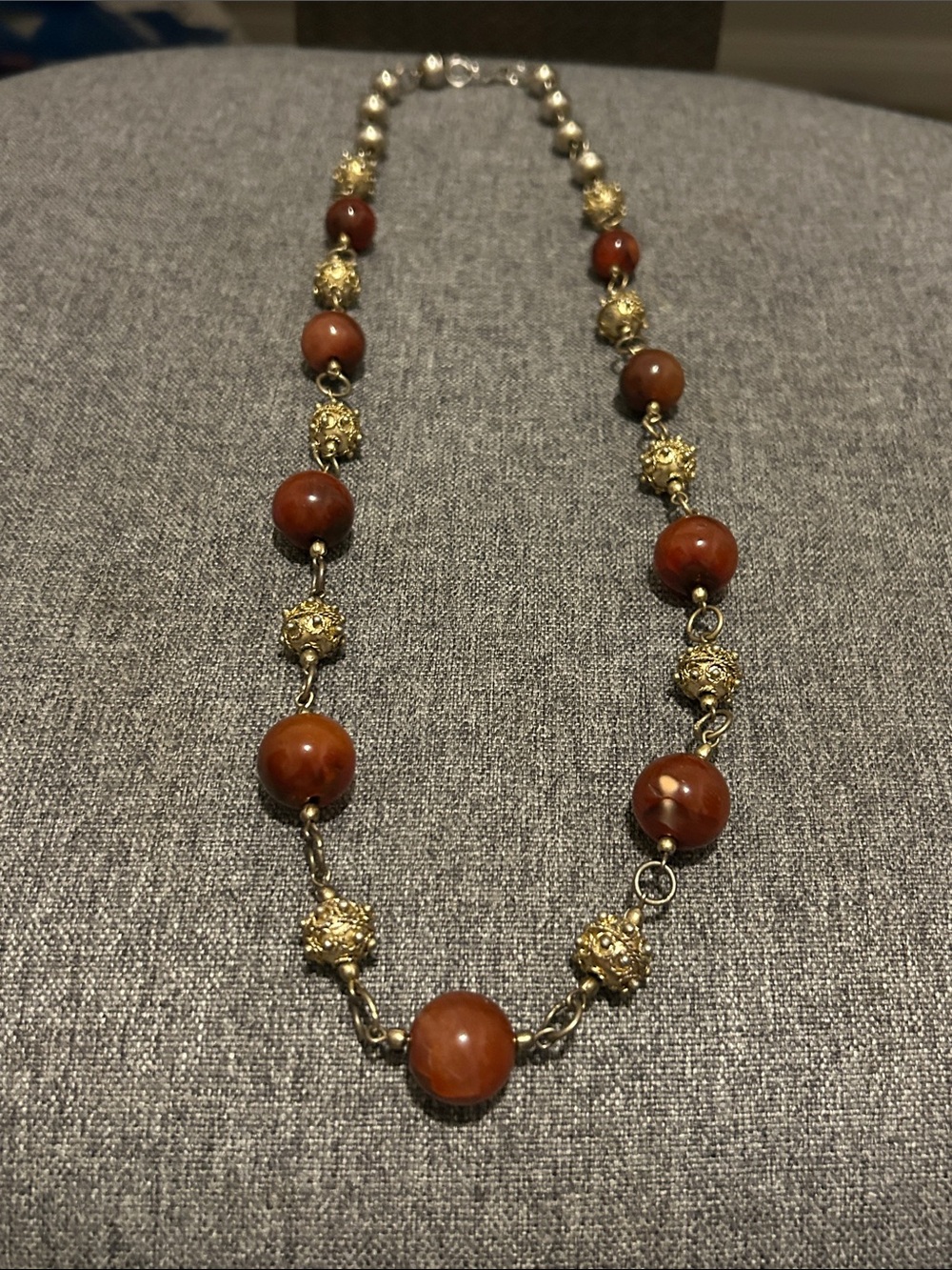 Italian Vintage Gold and Brown Bead Statement Necklace